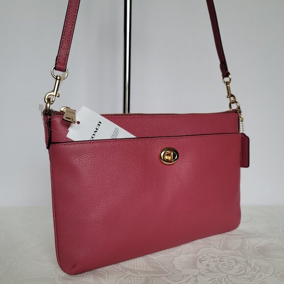 COACH Polly Pebbled Leather Crossbody Bag- Rouge color - Picture 3 of 16